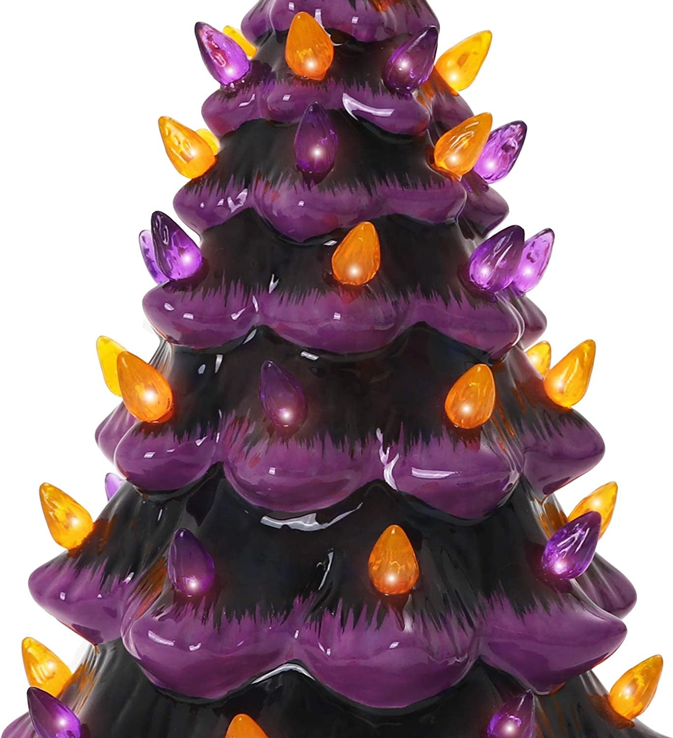 Halloween Ceramic Tree, Purple/Black, 11.5 X 7.0 X 7.0 Inches, Light up Decorative Tree