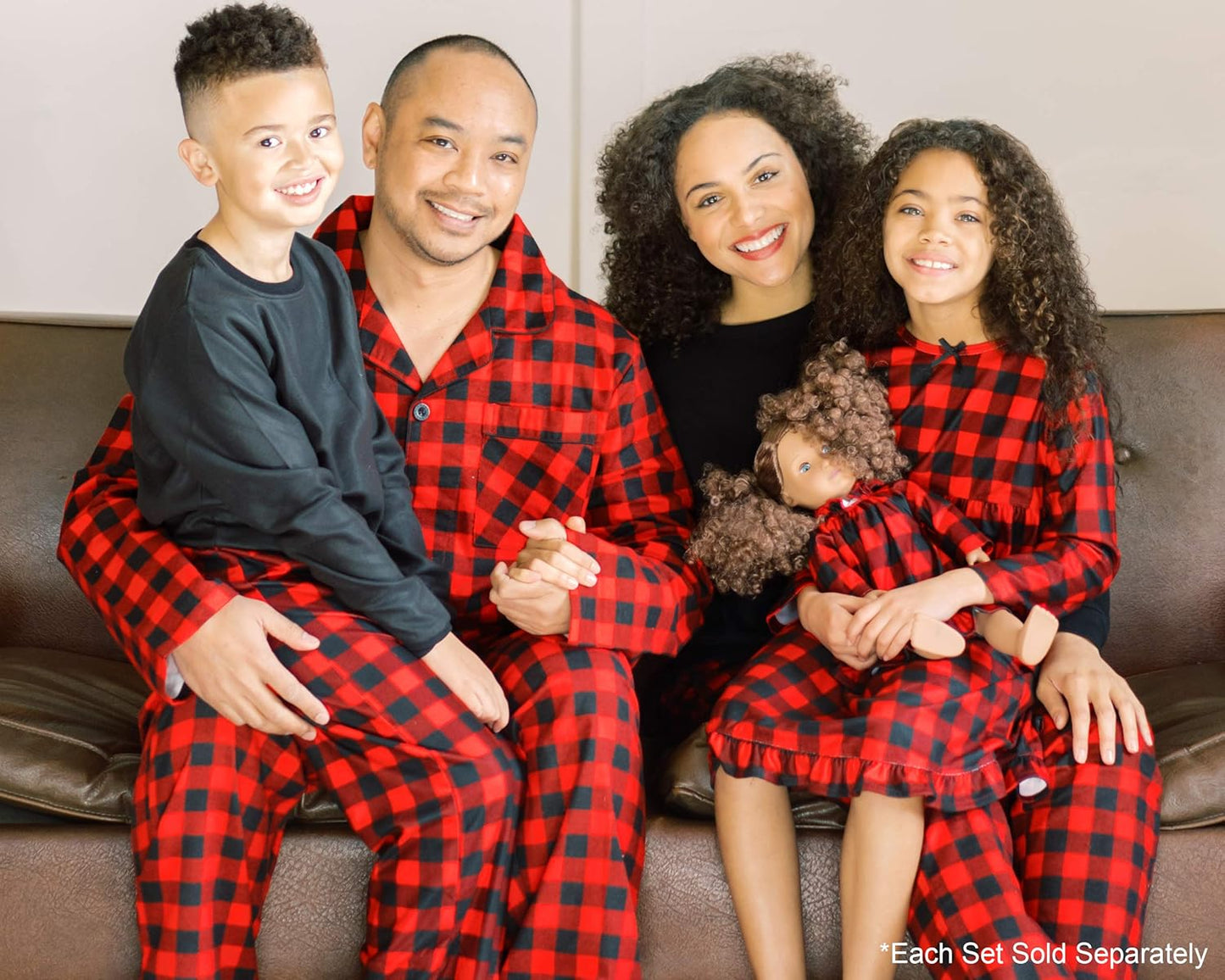 Matching Family Christmas Buffalo Plaid Flannel Pajama Sets, Kids Solid Top - Buffalo Plaid, 6 Years