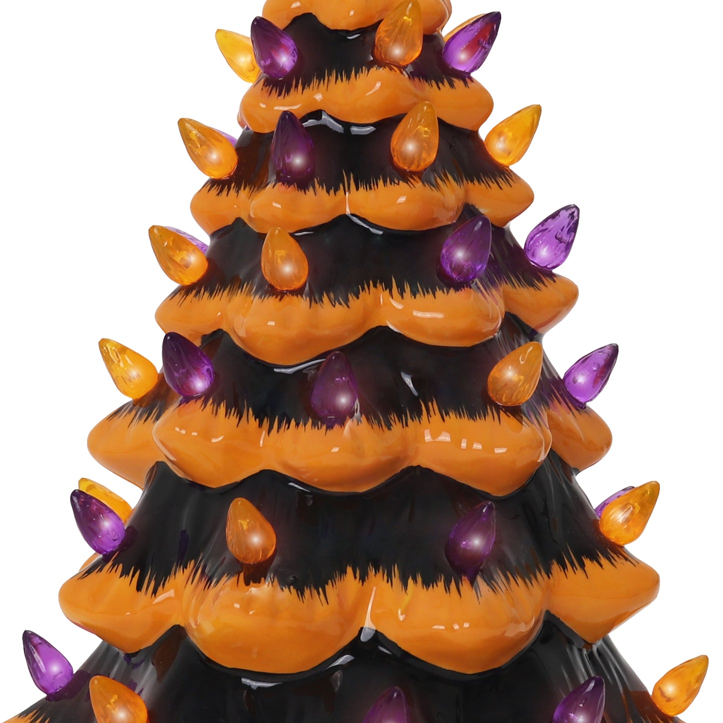 Halloween Ceramic Christmas Tree - Ceramic Halloween Tree - Orange Tree - Lighted Halloween Tree - Black Halloween Tree - Orange Christmas Tree for Indoor Halloween Decorations