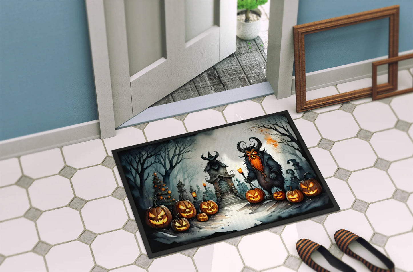 Krampus the Christmas Demon Spooky Halloween Doormat