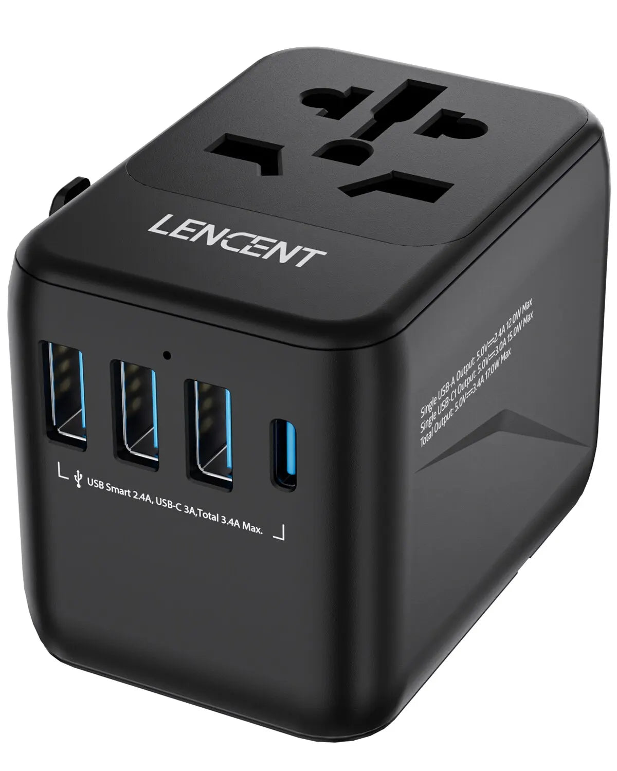 Universal Travel Adapter with 3 USB Ports 1Type-C PD Charging All-In-One Travel Adapter EU/UK/USA/AUS Plug for Travel