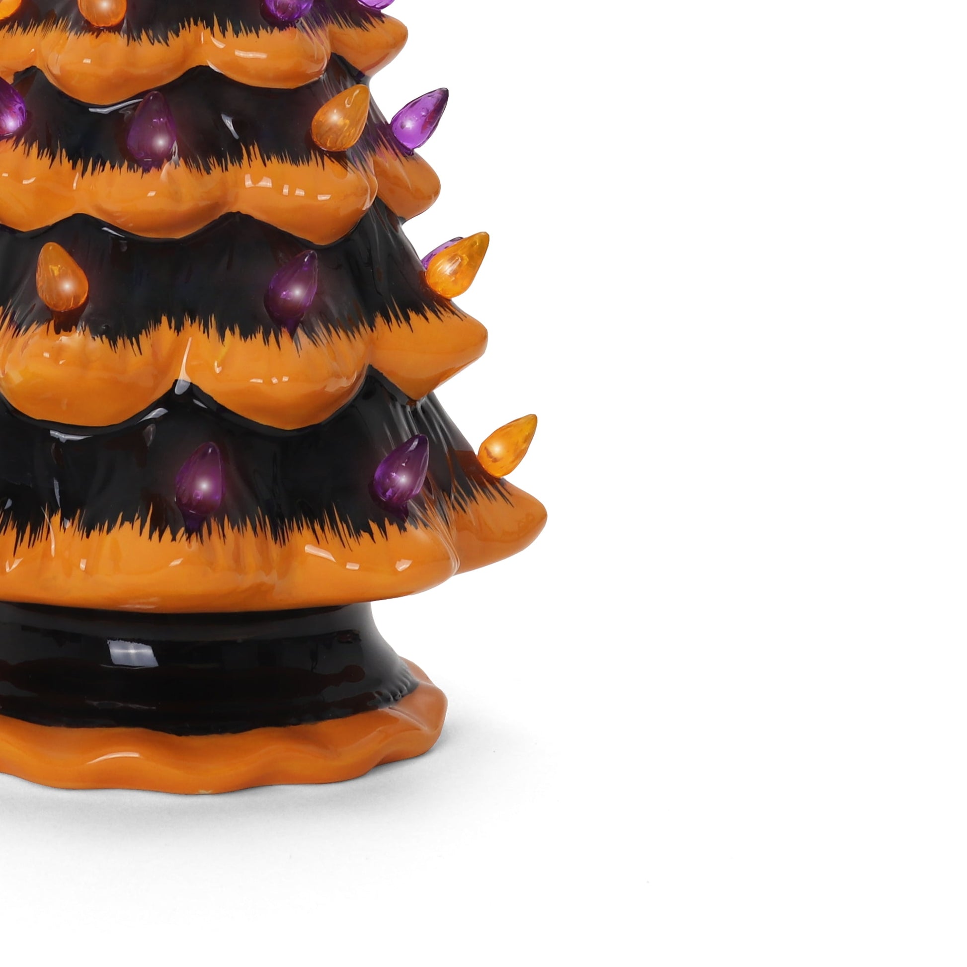 Halloween Ceramic Christmas Tree - Ceramic Halloween Tree - Orange Tree - Lighted Halloween Tree - Black Halloween Tree - Orange Christmas Tree for Indoor Halloween Decorations