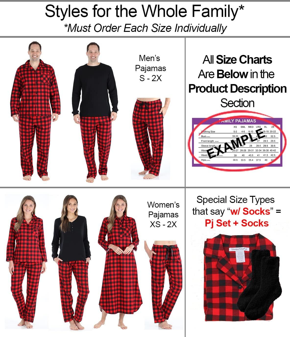 Matching Family Christmas Buffalo Plaid Flannel Pajama Sets, Kids Solid Top - Buffalo Plaid, 6 Years