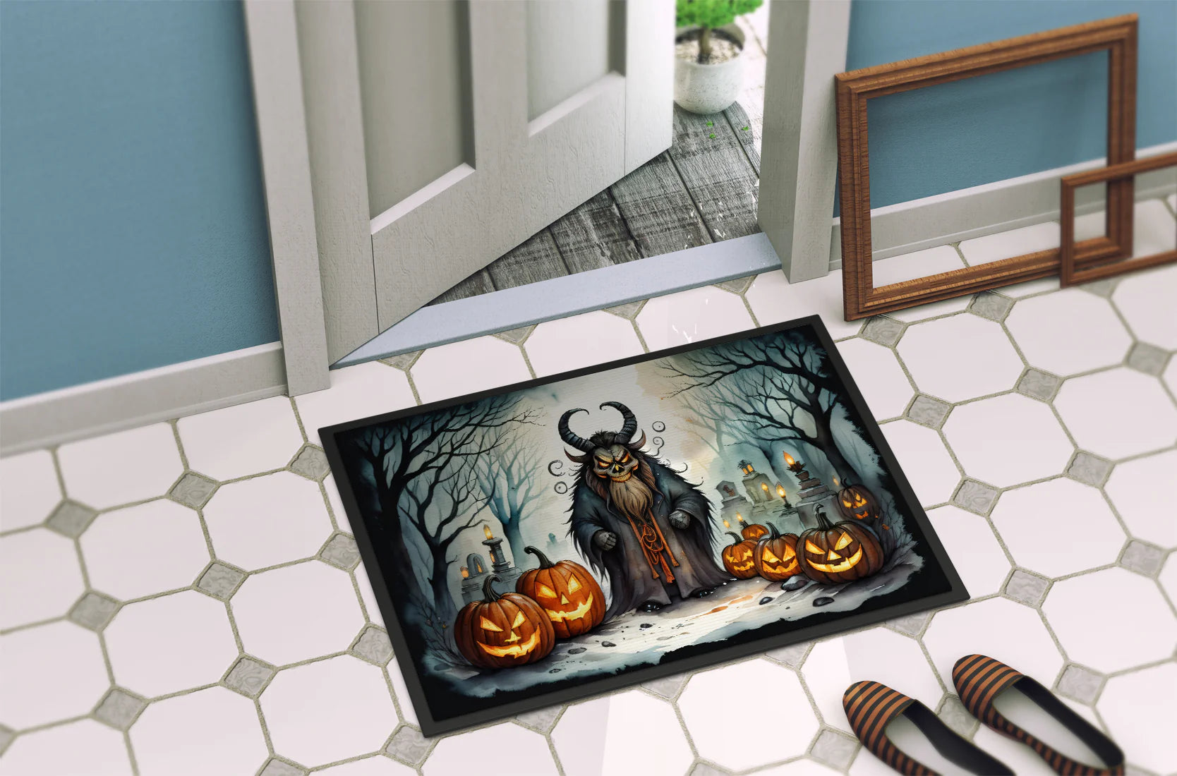 Krampus the Christmas Demon Spooky Halloween Doormat